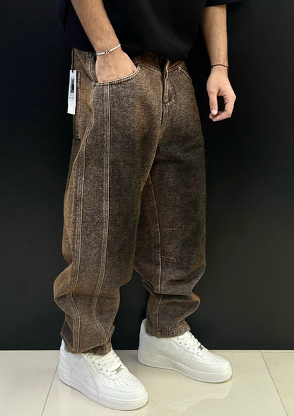 Vintage Brown Washed Denim Pants