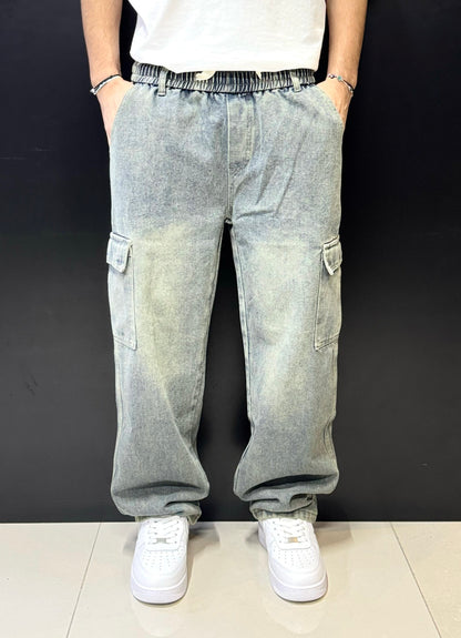 Acid Wash Cargo Denim