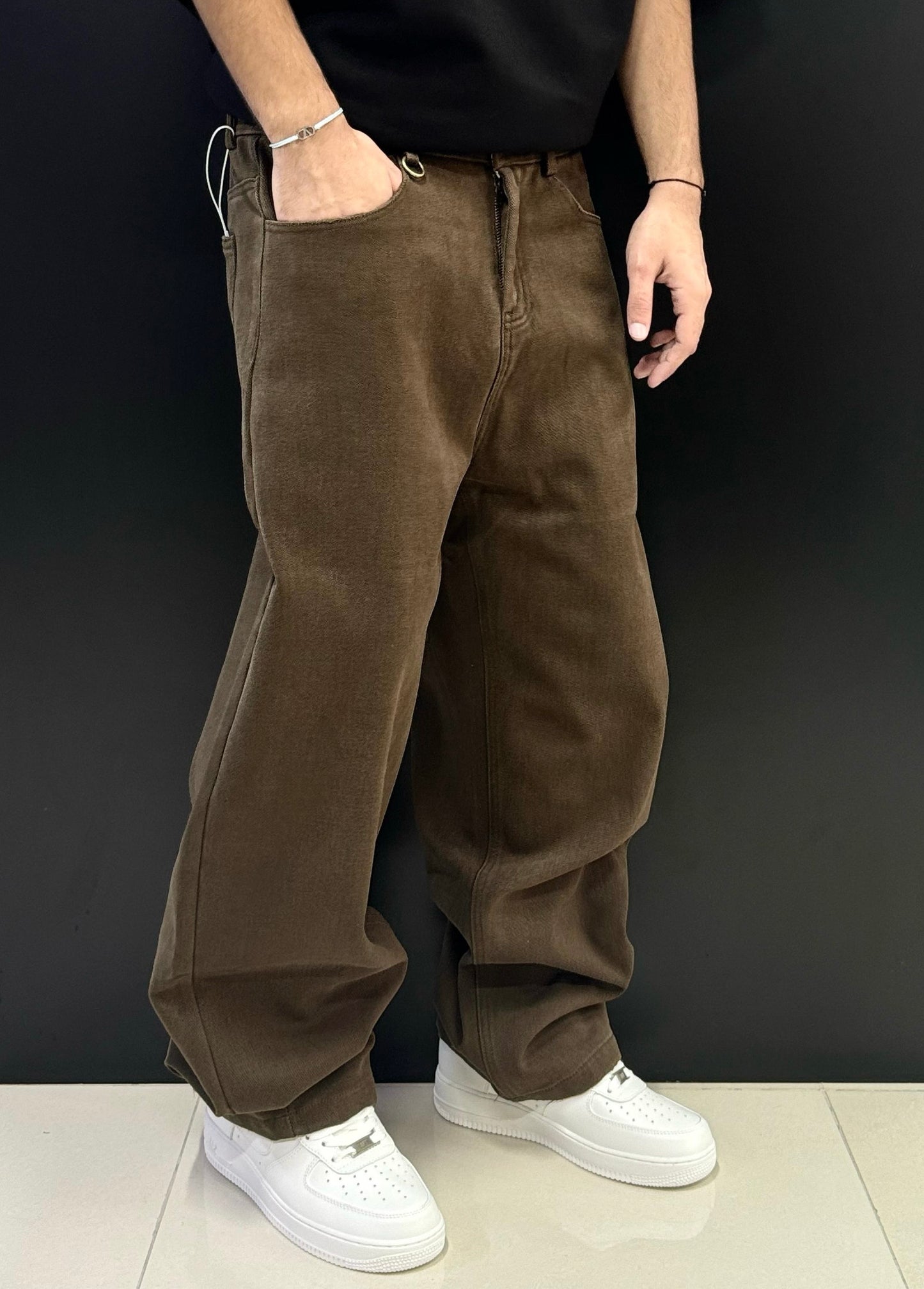 Vintage-Inspired Brown Wide-Leg Pants