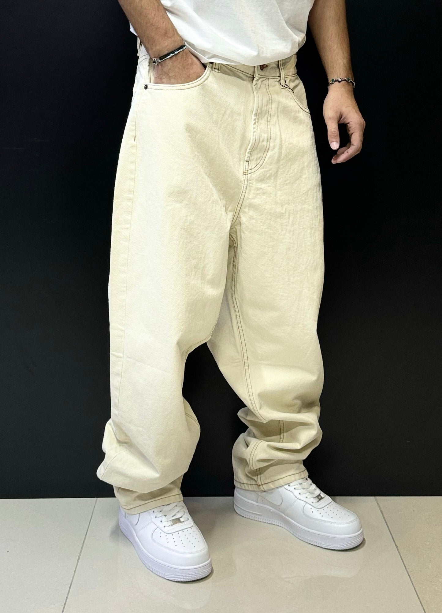 Baggy Cream Denim Pants