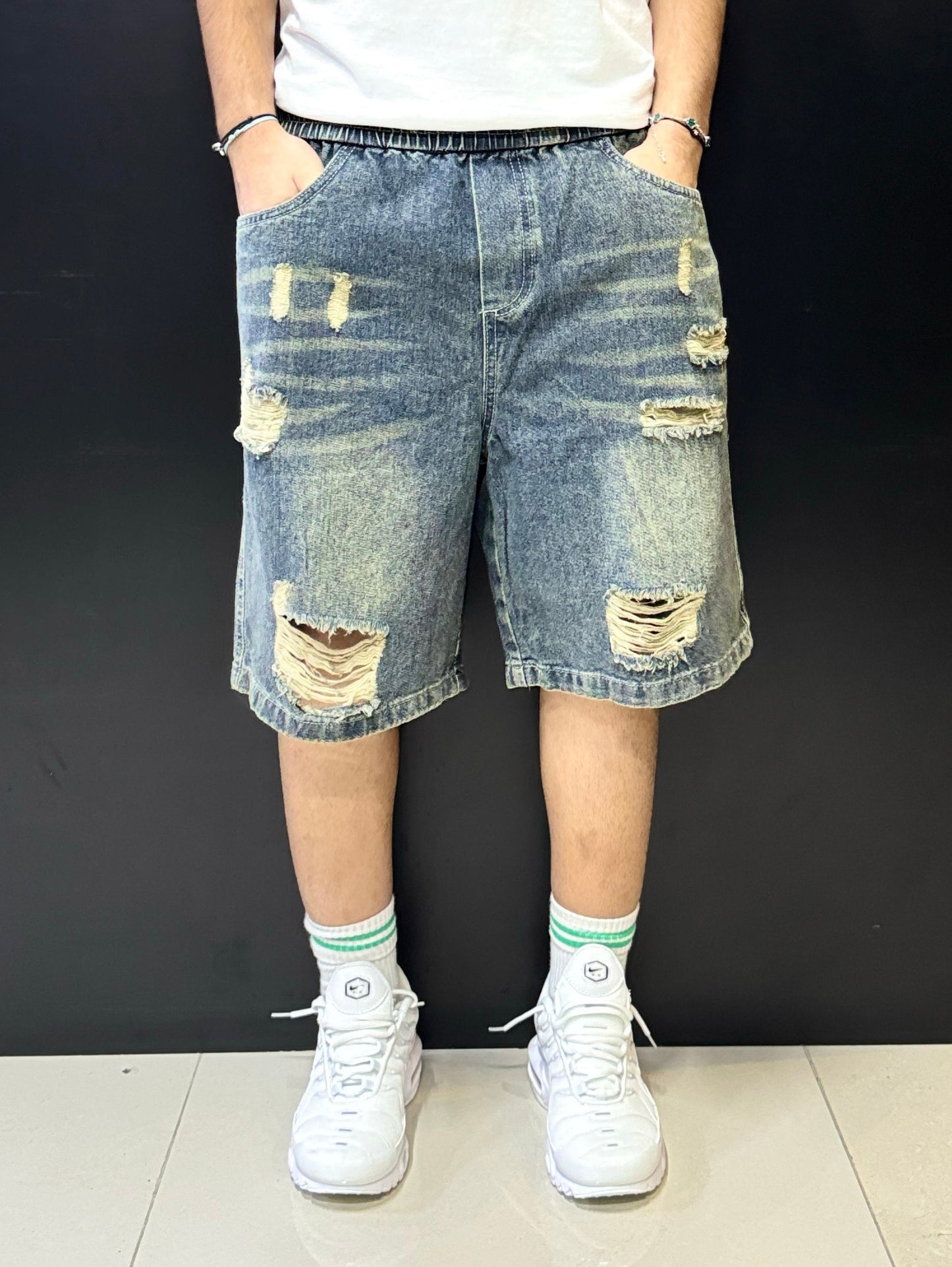 Distressed Denim Jorts