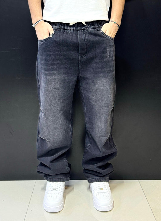 Black Washed Cargo Denim