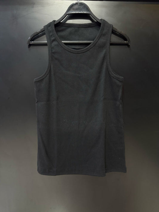 Black Ribbed Streetwear Tank Top