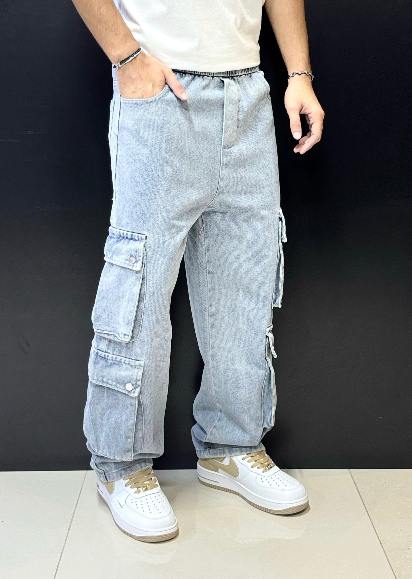 Denim Cargo Pants