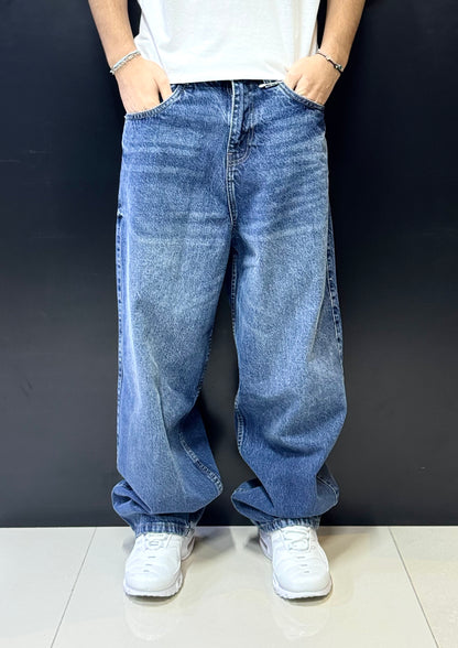 Classic Dark-Wash Baggy Denim Jeans