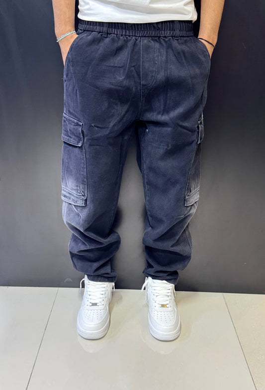 Vintage-Washed Black Cargo Pants