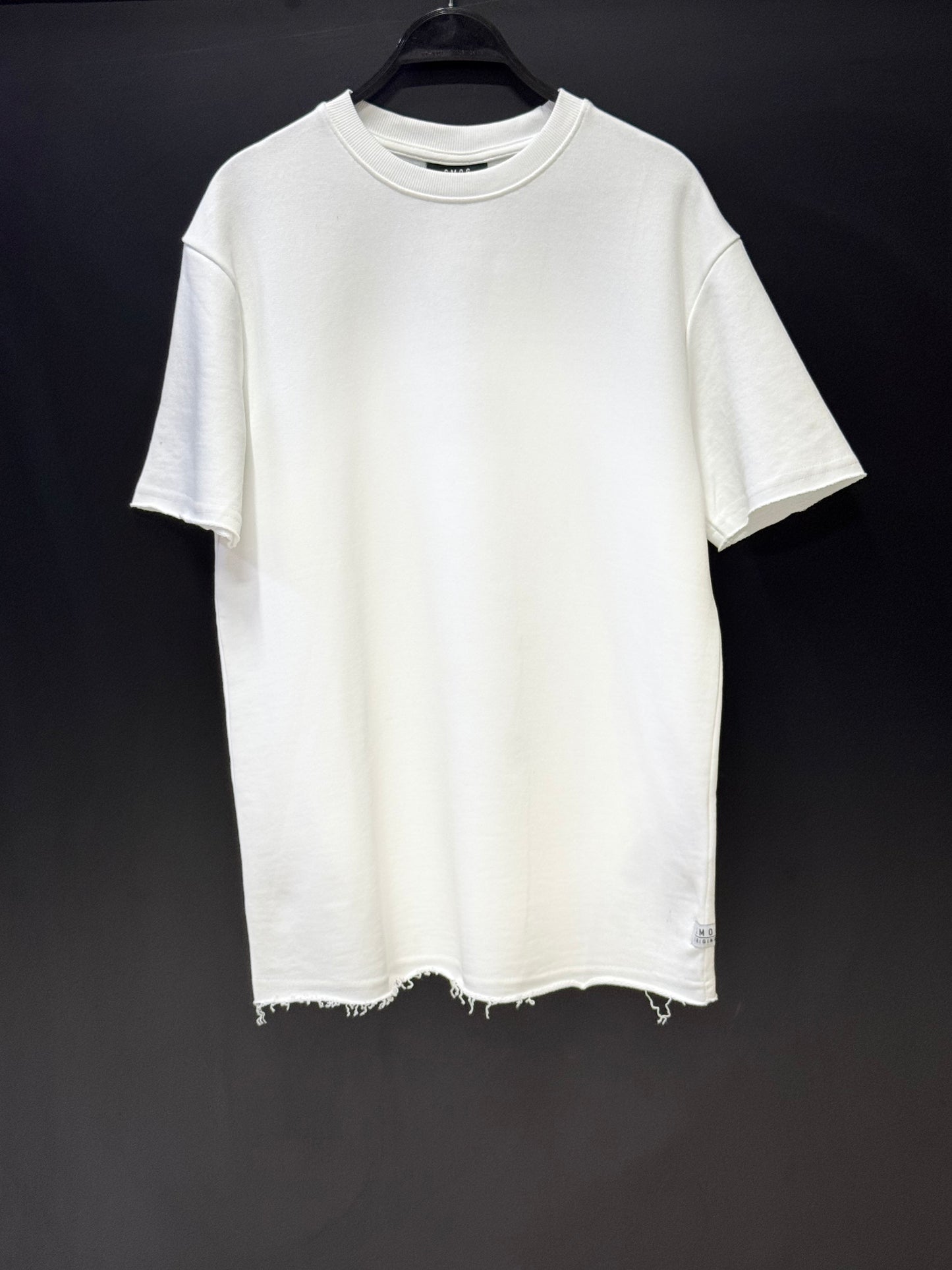 Distressed Hem Oversized White Tee