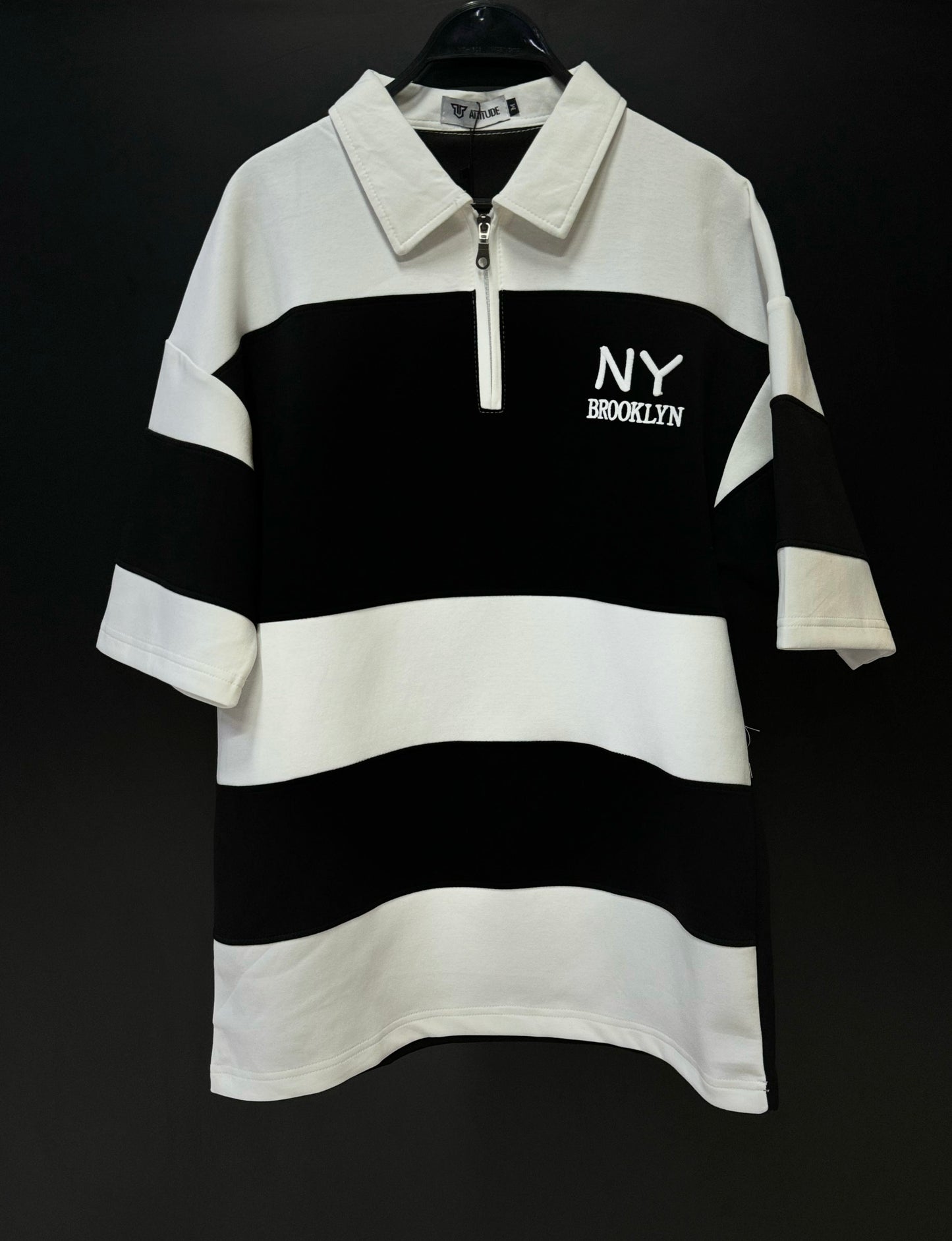 NY Brooklyn Striped Quarter-Zip Polo