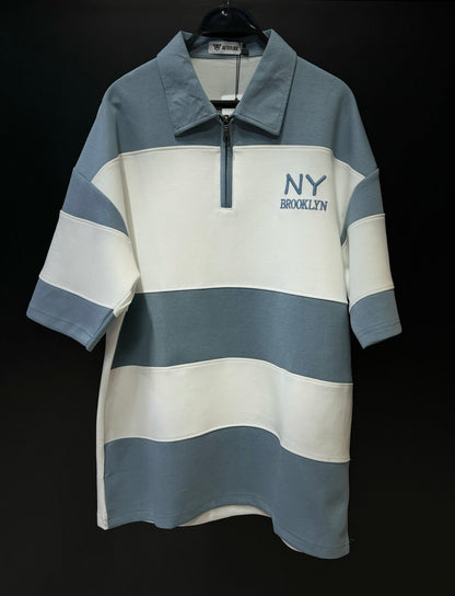 NY Brooklyn Striped Quarter-Zip Polo