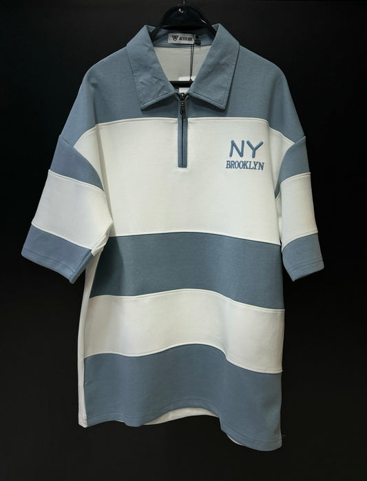 NY Brooklyn Striped Quarter-Zip Polo