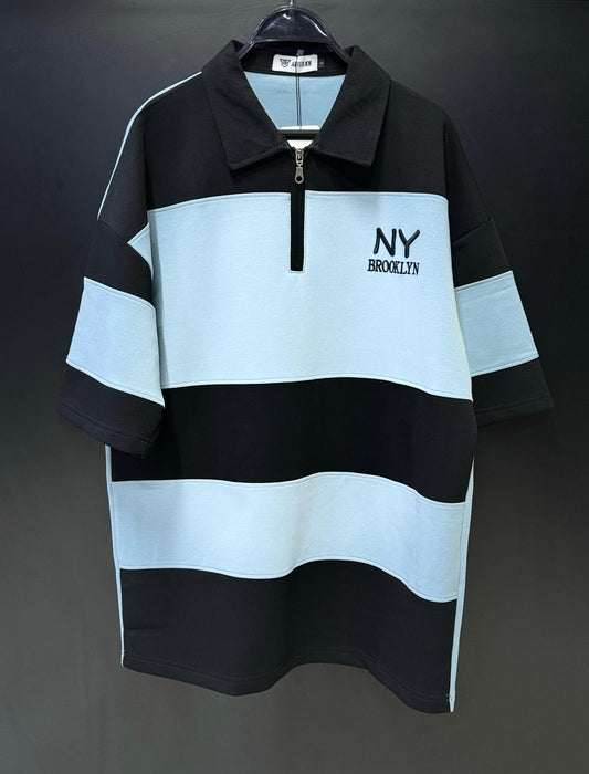 NY Brooklyn Striped Quarter-Zip Polo