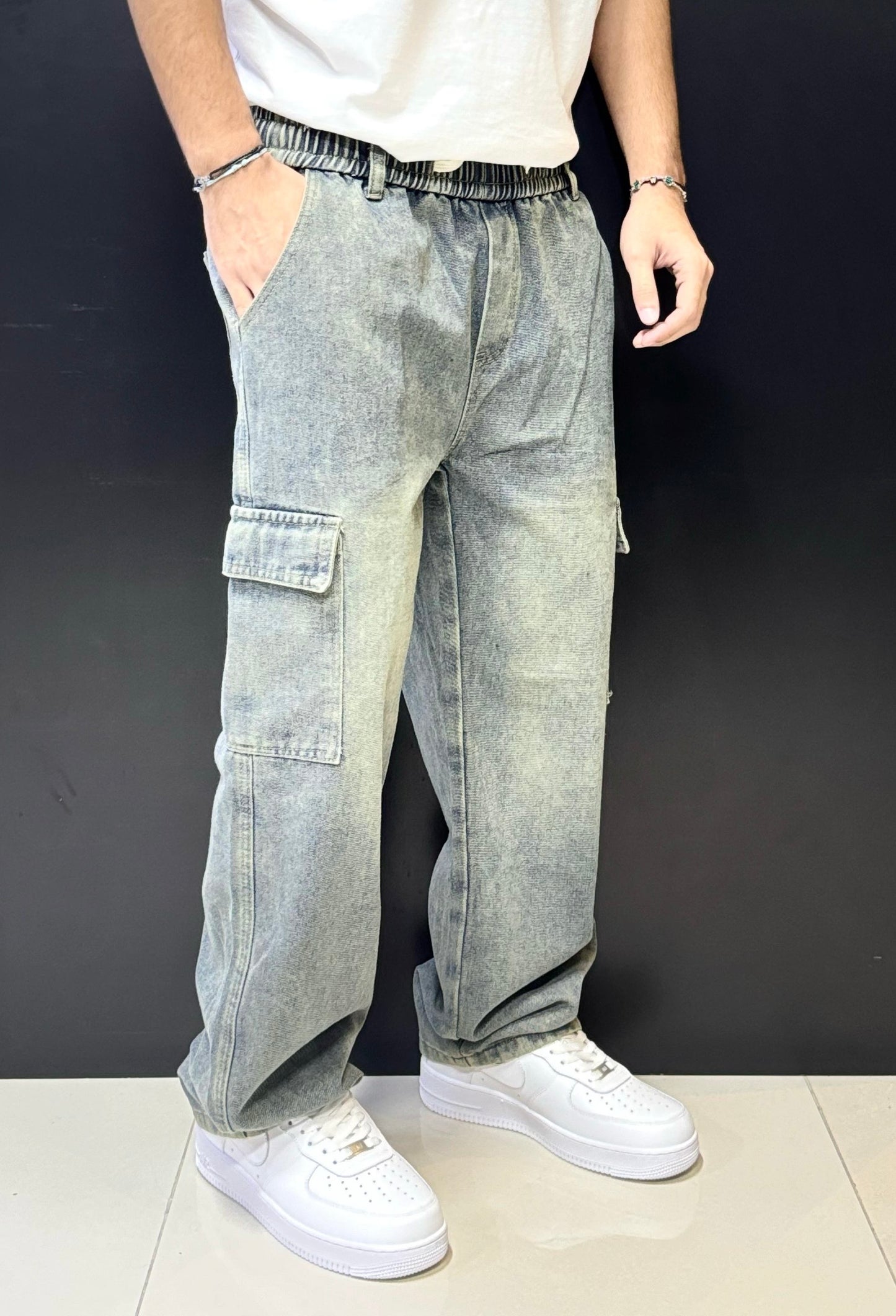 Acid Wash Cargo Denim